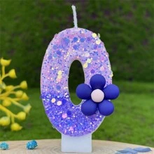 3 件/套闪闪发光的紫色花朵数字蜡烛、生日蛋糕蜡烛装饰、派对蜡烛装饰、0-9 岁数字蜡烛、氛围生日蜡烛、美丽而有创意的数字蜡烛、惊喜派对蛋糕装饰，适用于派对、婚礼、生日晚宴和餐厅氛围装饰、房间装饰、礼物、生日装饰、生日快乐、蛋糕蜡烛、房间装饰 - 多色 - 查看 20