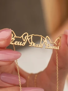 1 件金色玫瑰金定制个性化动物狗头名字项链狗耳项链个性化狗名字项链定制宠物首饰宠物纪念礼物母亲节礼物个性化圣诞礼物生日礼物 - 彩色 - 查看 2