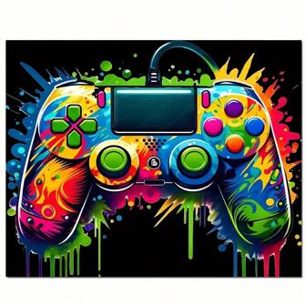 50x40cm Colorful Game Controller Diamond Painting Kit, Full Diamond Round Acrylic DIY Handcraft, Home Wall Decor And Cross-Stitching Gift