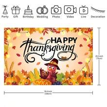 1pc Thanksgiving Photo Background, Autumn Harvest Pumpkin, Turkey Maple Leaf Party Banner, Easy To Hang Indoor And Outdoor Thanksgiving Decor, Various Sizes (210*150/150*100/100*75CM)