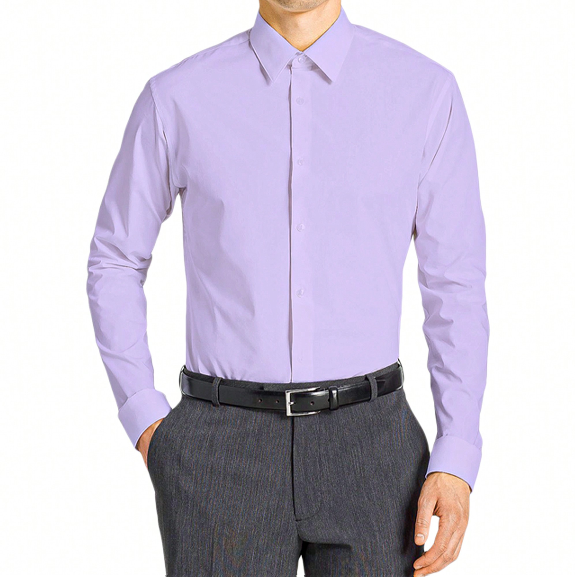 Men's Slim Fit Long Sleeve Dress Shirt, Solid Colors, Button Up - Afbeelding 11 van 20