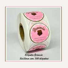 500 Round Brownie Cake Sweets Adhesive Labels - Màu Hồng baby - Xem 1