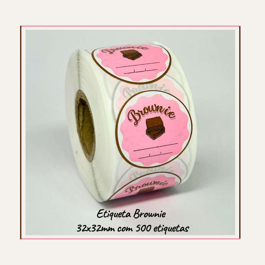 500 Round Brownie Cake Sweets Adhesive Labels - Màu Hồng baby - Xem 1