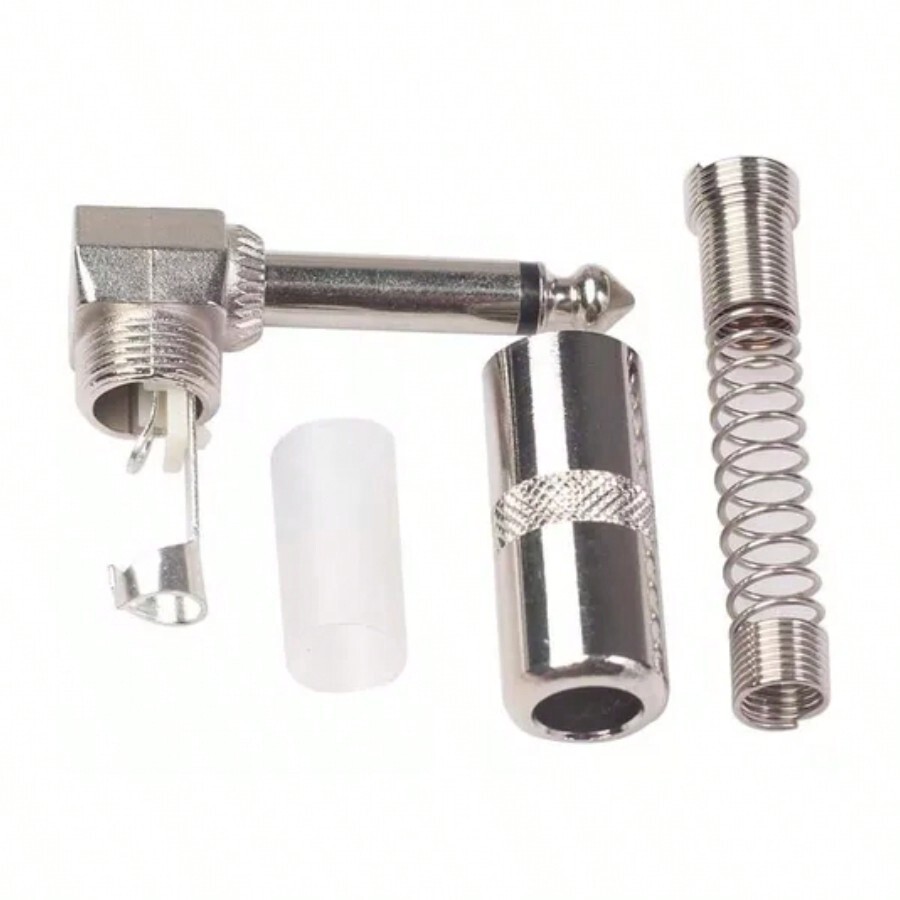 10PCS Audio Mono Plug, 6.35mm Chapado en Oro Curva de 90 Grados Mono