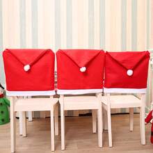 1 set (2 pièces) - Set de décoration de chaise en forme de chapeau de Noël, set de décoration de table à manger créative, fournitures de décoration d'ambiance festive pour fête de Noël