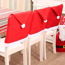 1 set (2 pièces) - Set de décoration de chaise en forme de chapeau de Noël, set de décoration de table à manger créative, fournitures de décoration d'ambiance festive pour fête de Noël