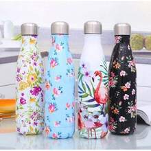 Stainless Steel Thermal Bottle With Floral Print 500ml Fitness Gym - ZALLUNA SC - 白色碎花 - 查看 9