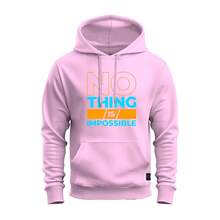 No Thing Comfortable Printed Kangaroo Hoodie With Pocket And Hood - 淺粉色 - 查看 1