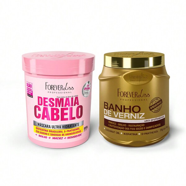 FOREVER LISS Kit Máscaras Desmaia Cabelo e Banho de Verniz Forever Liss