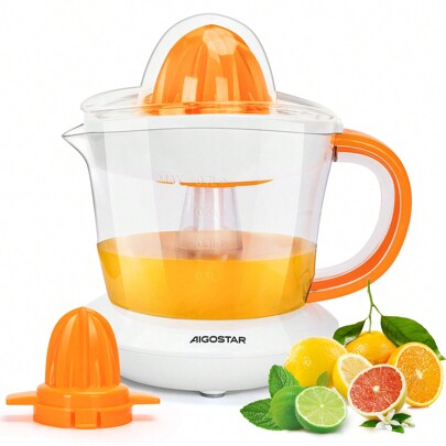 Exprimidor de Naranjas Electrico, 40W, Tambor de 700 ml, Doble Sentido de Giro, 2 Conos Desmontablesy Cubierta Antipolvo, Boquilla Antigoteo, Apto para Lavavajillas, Blanco