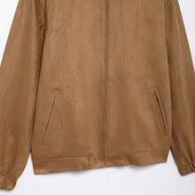 Women's Casual Everyday Retro Bomber Jacket, Autumn - Brown - View 7