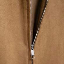 Women's Casual Everyday Retro Bomber Jacket, Autumn - Brown - View 9