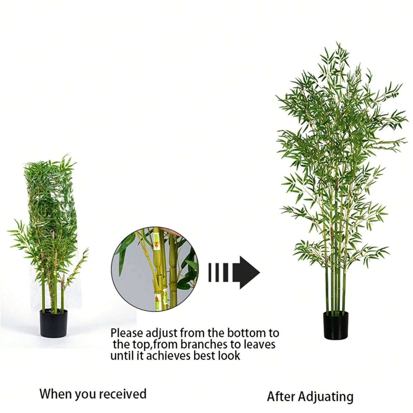 Simulation Bamboo Potted Plants Plastic Poles Removable Artificial