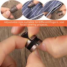 4 piezas Anillo protector ajustable de metal para el dedo, dedal protector para costura a mano, bordado, herramienta y accesorio de costura DIY