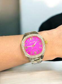 Pallyjane Waterproof Women's Watch Square Shine Fashion Women's Watch P34 - Hot Pink - View 3