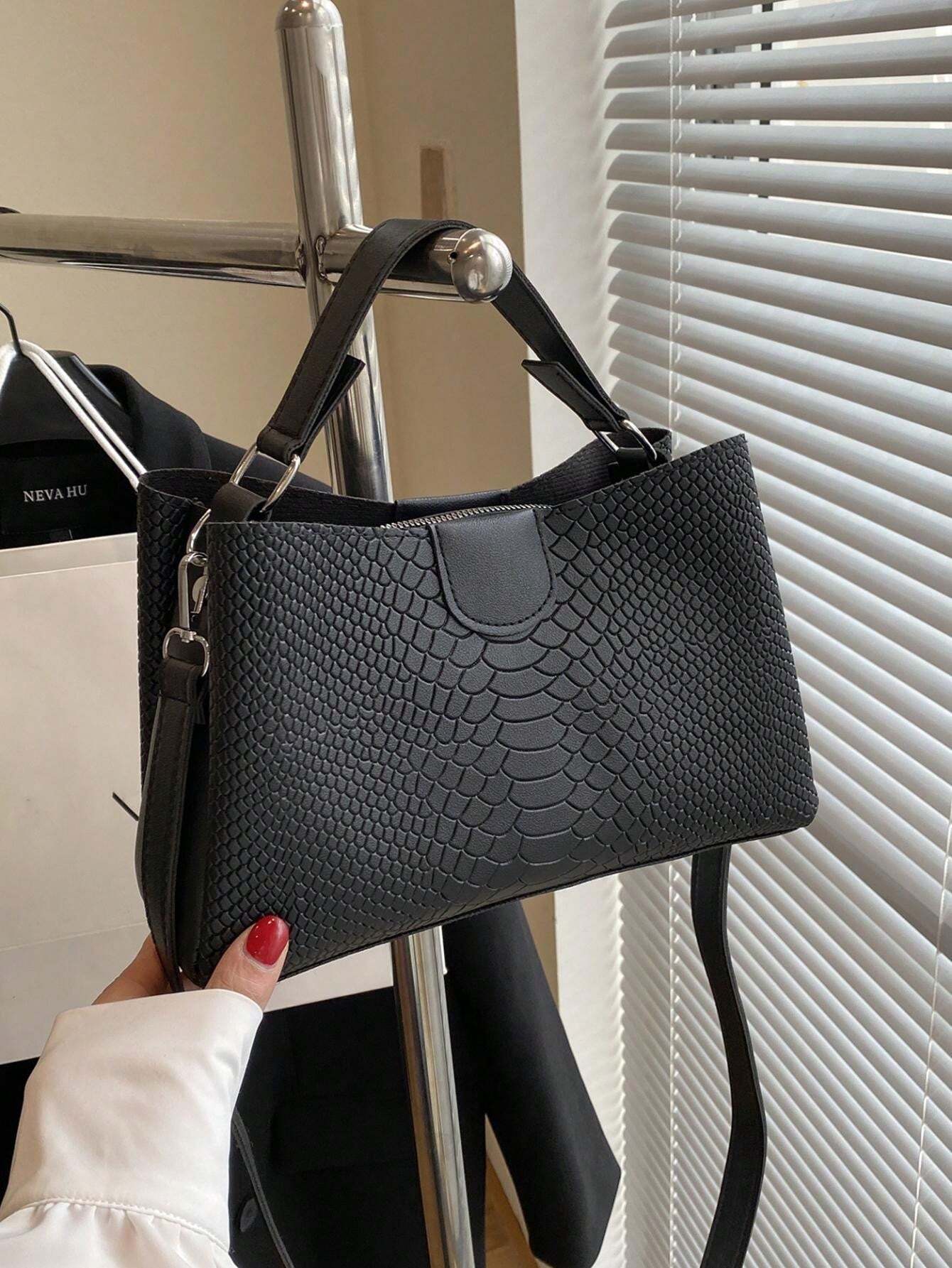 Vintage Woven Casual Tote Bag For Women, Large Capacity Shoulder Bag