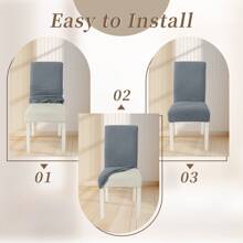 CYCMACO Chair Covers With Backrest 4/6 Pieces, Stretch Chair Cover, Universal Chair Covers For Dining Room Kitchen, Washable Removable, Easy To Clean And Durable - 淺灰色 - 查看 4
