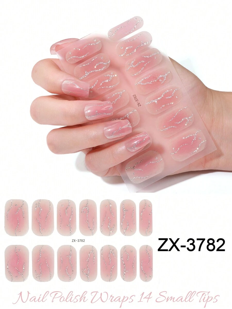 Miếng dán móng tay màu gradient tự làm tự dính nghệ thuật tự làm miếng dán trang trí móng tay thích hợp cho gia đình, nơi làm việc, du lịch ngoài trời, tặng quà, tiệm làm đẹp - Màu Hồng baby - Xem 1