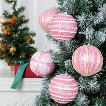 2 pezzi/set di palline decorative natalizie rosa di 4 pollici (diametro 10 cm), palline natalizie rosa perlato con pezzi scintillanti, palline decorative dipinte a mano in modo creativo, decorazioni natalizie, feste natalizie, feste di compleanno, decorazioni per matrimoni, perfetti come accessori fotografici per creare l'atmosfera giusta