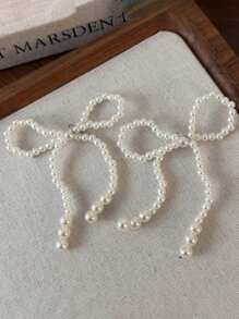 1pc Elegant Pearl Bow Hoop Tassel Shoe Clip Charm