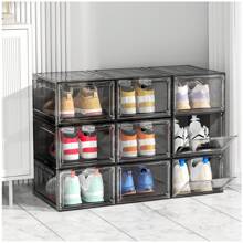 6/9/10 Pieces Transparent Thickened Shoe Box, Shoe Storage Box With Magnetic Door, Closet Shoe Box, Sneaker Box, Dustproof And Waterproof, Stacking Shoe Box, Upgraded Sturdy Shoe Box, Multi-Functional Sneaker Organiser﻿