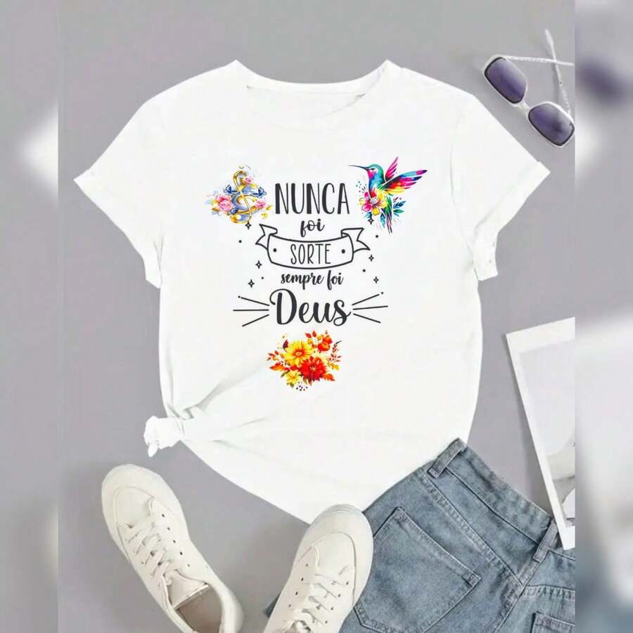 T-Shirt And Baby LooK Phrases, It Was Never Luck, It Was Always Jesus - 白色嬰兒造型 - 查看 1