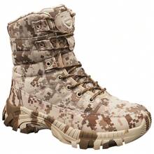 Men's Camouflage Hunting Boots Waterproof Hiking Boots Anti Slip Lightweight Breathable Durable Outdoor Shoes High Top Fishing Rock Climbing Hiking - 迷彩棕 - 查看 1