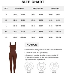 Popilush Jumpsuits For Women Built-In Bra Square Neck Ribbed Bodycon Workout Seamless Leggings Rompers Bodysuits - Brown - View 4
