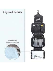 1 件男士梳妆包，便携式防水大容量干湿分离旅行化妆收纳包化妆包化妆品收纳化妆品收纳包旅行配件刷包化妆容器旅行用品旅行必需品女士配件旅行用品大学度假巡航暑假必需品女士洗漱包洗漱包手提包收纳 - 彩色 - 查看 6