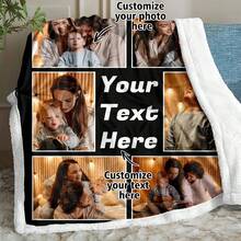 Personalized Customized Photos And Text, Family Or Lovers, Thick Wool Blanket, Soft And Warm Blanket For Nap, Suitable For Sofas, Office Beds, Camping Trips, Multi-Purpose Holiday Gift Blanket - Multicolor - View 2