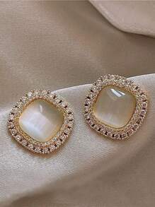 Bộ 6 món trang sức hoa tai thời trang thanh lịch hợp thời trang đính đá Rhinestone & ngọc trai kiểu Pháp dành tặng cho phụ nữ, thích hợp để đeo hàng ngày và lễ hội - Nhiều màu - Xem 7