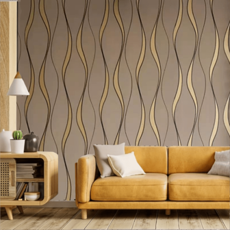 1 Roll Of Self-Adhesive Curved Stripe Wallpaper - Waterproof, Removable, Peel And Stick - Great For Living Room, Kitchen, Bedroom, Dorm - Furniture Renovation And Aesthetic Wall Decoration