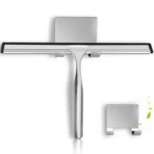 قطعة واحدة من مكشطة الحمام متعددة الاستخدامات من الفولاذ المقاوم للصدأ لباب الحمام الزجاجي مع خطاطيف لاصقة، أداة تنظيف الحمام، مكشطة نوافذ المنزل والمرايا، تنظيف البلاط والجدران والسيارة، ديكور منزلي للحمام وديكور الخريف والعودة إلى المدرسة، بطول 10 بوصات