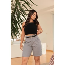 WOMEN'S TAILORED BERMUDA SHORTS - Xám - Xem 1