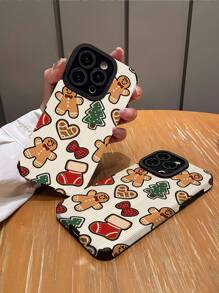 苹果亮片 1 件 PU 皮革圣诞可爱元素图案防摔手机壳兼容 iPhone/手机 - 彩色 - 查看 2