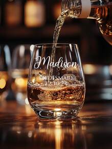 1pc Customized Text Glass Cup, Personalized Glass Drinkware, Customized Gift, Personalized Wine Glass, Personalized Glass Vessel, Wedding Gift, Celebration Moment, 350ml/545ml/550ml - 550mL/7.3*12.5*9cm - View 2