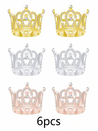 6 Pieces Alloy, Mini Crown Princess Tiara Headband, Party Supplies, Party Favors And Decorations With Holiday Tiara Set