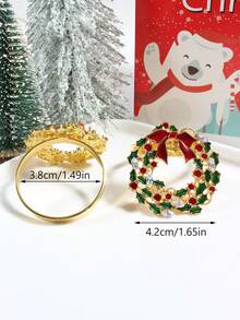 4 件套红宝石花餐巾环，适用于圣诞派对礼物、婚礼餐桌装饰 - 彩色 - 查看 5