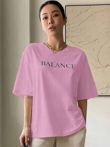 Unisex T-Shirt With Simple Minimalist Print ''Balance'' - Màu Hồng baby - Xem 3
