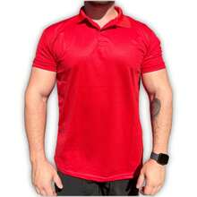 Men's Piquet Polo Collar Shirt - 紅色 - 查看 2