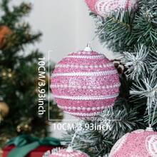 2 pezzi/set di palline decorative natalizie rosa di 4 pollici (diametro 10 cm), palline natalizie rosa perlato con pezzi scintillanti, palline decorative dipinte a mano in modo creativo, decorazioni natalizie, feste natalizie, feste di compleanno, decorazioni per matrimoni, perfetti come accessori fotografici per creare l'atmosfera giusta