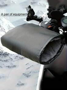 1 Par de Cubiertas calefactadas para Empuñaduras de Motocicleta, Guantes impermeables y a prueba de viento gruesos y cálidos de PU para Motocicleta con Forro (El color y el estilo de las correas y el forro son aleatorios)