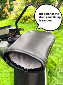 1 Par de Cubiertas calefactadas para Empuñaduras de Motocicleta, Guantes impermeables y a prueba de viento gruesos y cálidos de PU para Motocicleta con Forro (El color y el estilo de las correas y el forro son aleatorios)