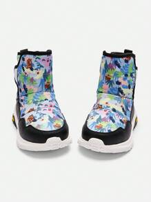 Balabala Girls' High-Top Snow Boots Winter Thermal Lined Anti-Slip Outdoor Shoes