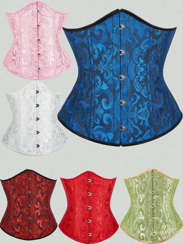 Corpete estilo palácio com desossamento para modelar a cintura e levantar o busto, top modelador jacquard sexy, adequado para usar com um vestido, para o Halloween e o Natal