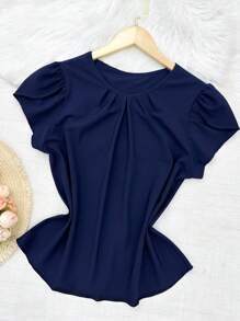Women's Fashion Princess Sleeve Blouse - Navy Blue - View 3