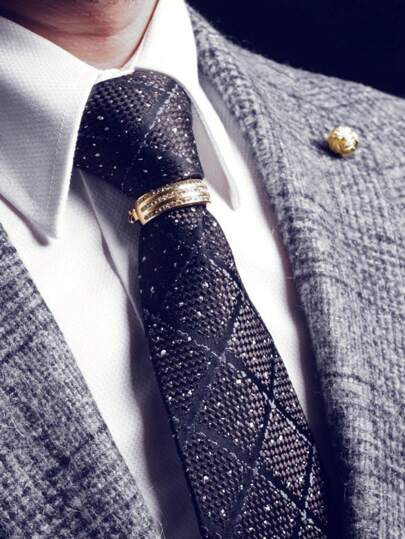 1pc Fashionable Men's Versatile Solid Color Copper Alloy Tie Clip, Suitable For Everyday Wear In All Seasons, D-Shaped Buckle