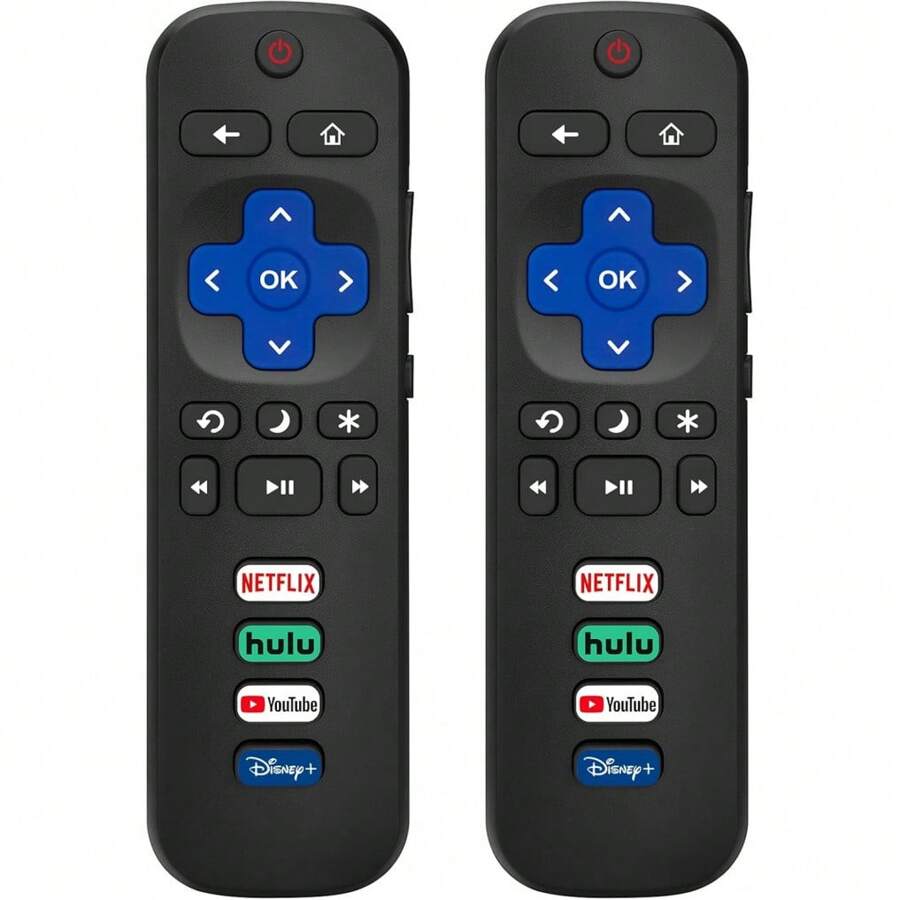 替换遥控器仅适用于 Roku 电视，适合 TCL Roku/Hisense Roku/Onn Roku/Roku 智能电视（不兼容 Roku Stick 和 Box） - 黑色 - 查看 1