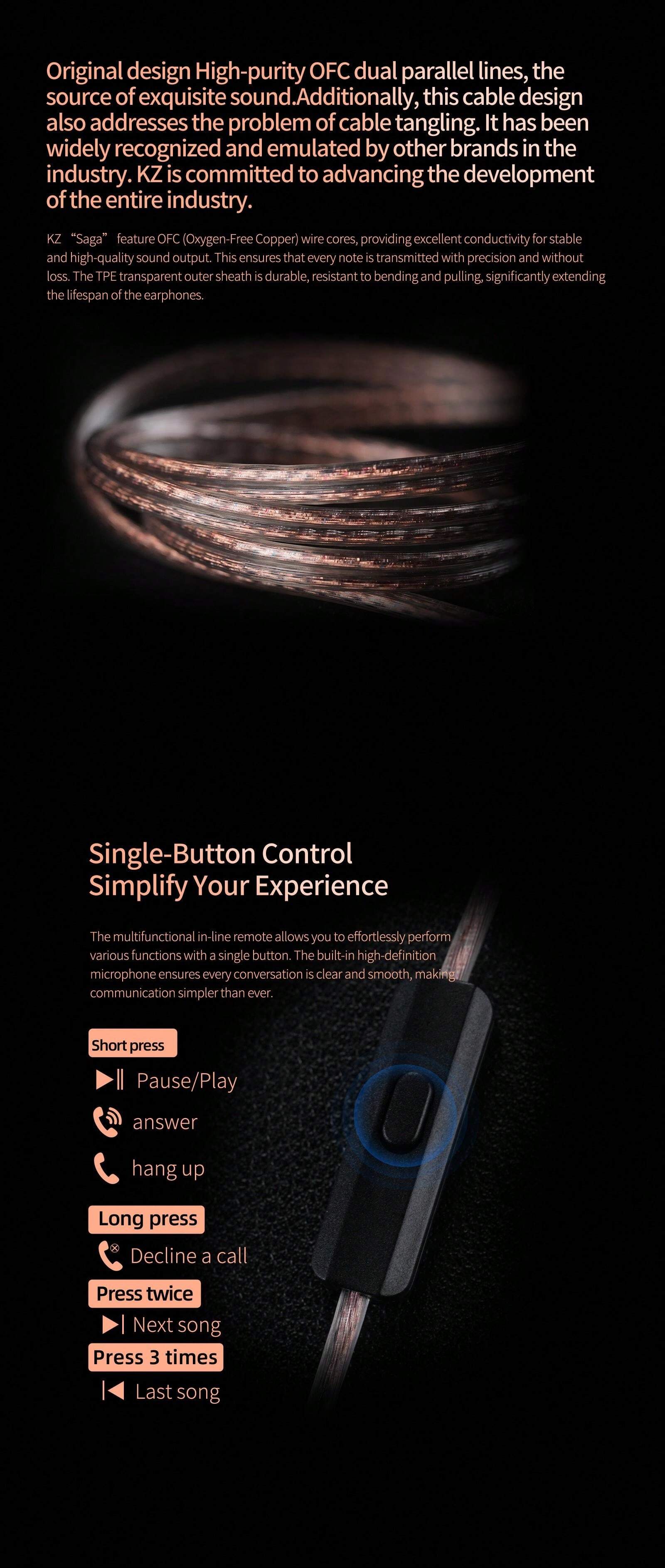 KZ KZ Saga Wired Earphone HIFI High Performance Metal Bass Improved 3