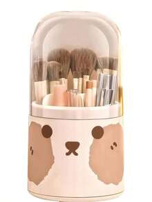 实用桌面化妆品收纳盒，大容量化妆刷和口红收纳盒，带旋转盖，防尘，可爱化妆刷架，桌面笔筒，办公及学生文具收纳盒 - 彩色 - 查看 6